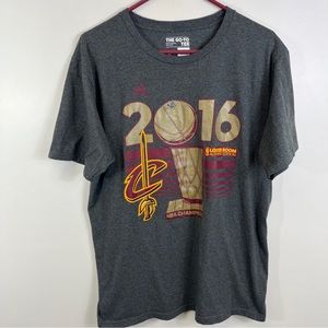 Cleveland Cavs Cavaliers Gray Tshirt NBA Basketball Adidas Brand Sz L 2016 Champ